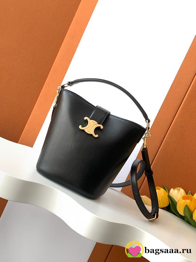 Bagsaaa Celine Small Bucket Louise In Smooth Calfskin 119173 Black - 19cm - 1