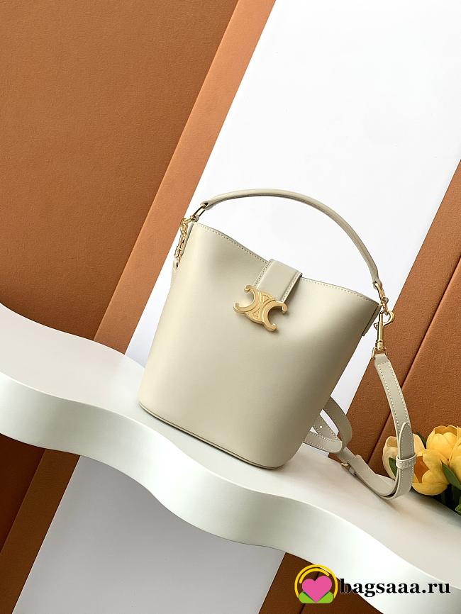 Bagsaaa Celine Small Bucket Louise In Smooth Calfskin 119173 White - 19cm - 1
