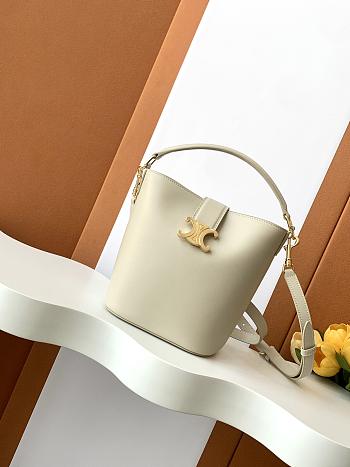 Bagsaaa Celine Small Bucket Louise In Smooth Calfskin 119173 White - 19cm