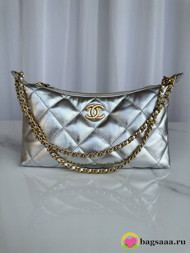 Bagsaaa Chanel Hobo Handbag AS5528 Silver - 26cm - 1