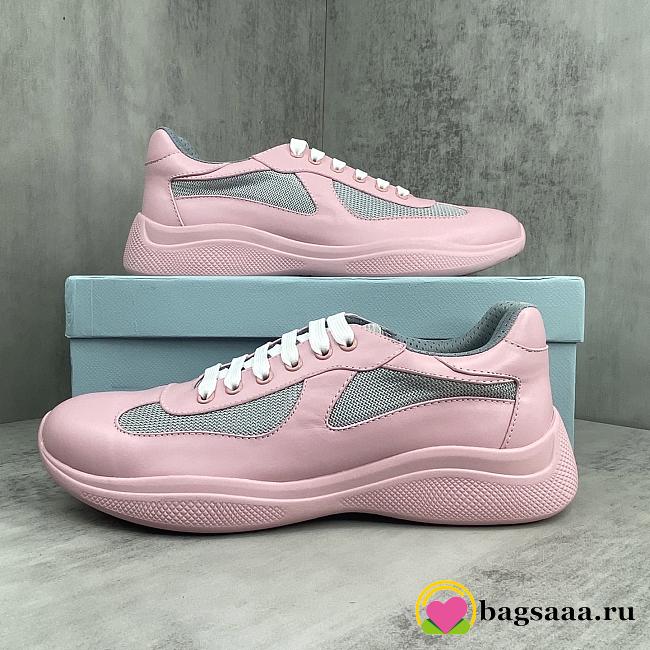 Bagsaaa Prada America's Cup Soft rubber and bike fabric sneakers pink - 1