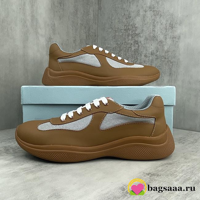 Bagsaaa Prada America's Cup Soft rubber and bike fabric sneakers brown - 1