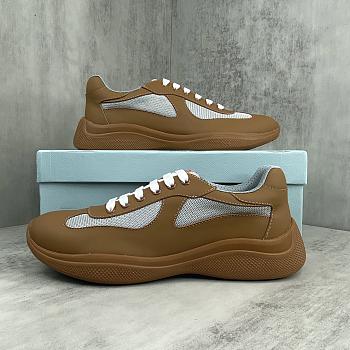 Bagsaaa Prada America's Cup Soft rubber and bike fabric sneakers brown