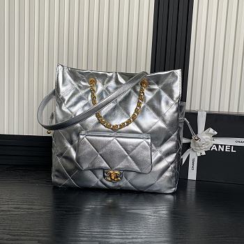 Bagsaaa Chanel Shopping Bag AS5315 Silver Lambskin - 34 x 36 x 12cm