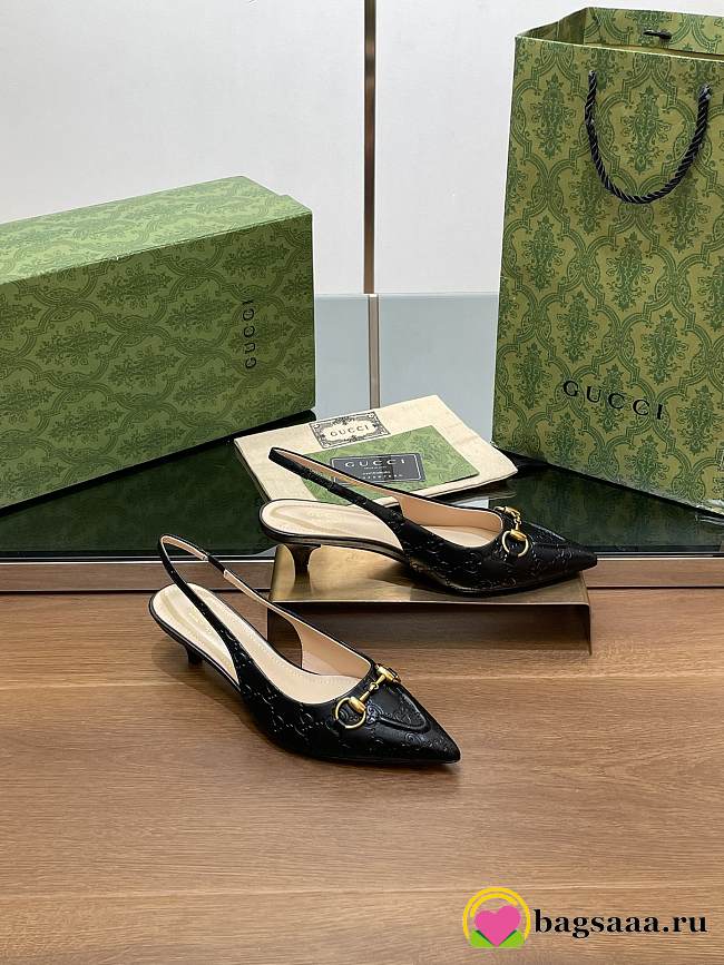 Bagsaaa Gucci Women's Horsebit slingback pump 782407 black - 1