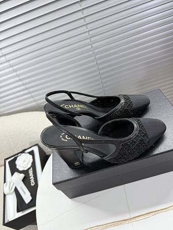 Bagsaaa Chanel Slingbacks G45509 Black Embroidery & Grosgrain