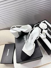 Bagsaaa Chanel Slingbacks G45509 White Embroidery & Grosgrain - 3