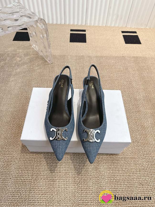 Bagsaaa Celine Alma Triomphe Slingback In Denim - 1