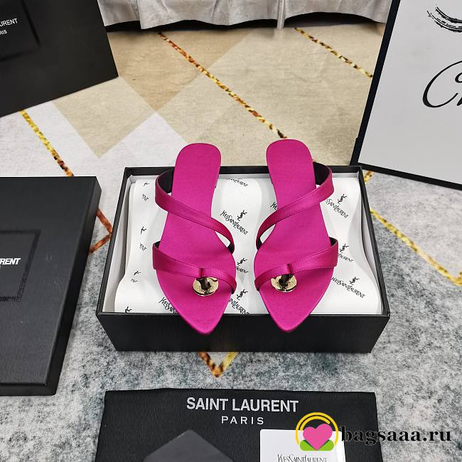 Bagsaaa YSL Satin Thong Sandals Hot Pink - 1