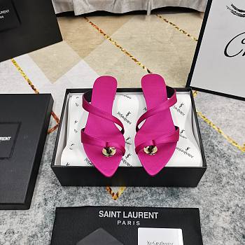 Bagsaaa YSL Satin Thong Sandals Hot Pink