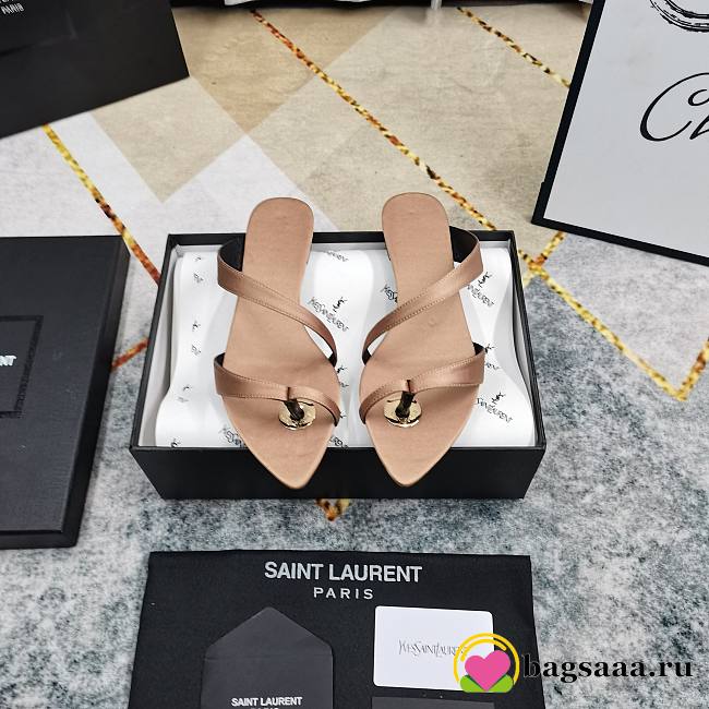Bagsaaa YSL Satin Thong Sandals Nude - 1
