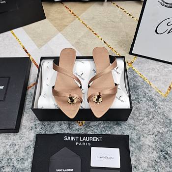 Bagsaaa YSL Satin Thong Sandals Nude