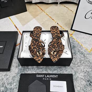 Bagsaaa YSL Satin Thong Sandals Leopard