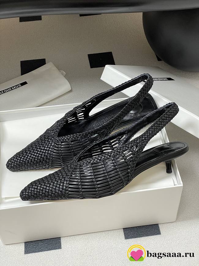 Bagsaaa Jacquemus Cubisto Black 35 leather slingback pumps - 1