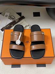 Bagsaaa Hermes Signature H Slides Brown - 4