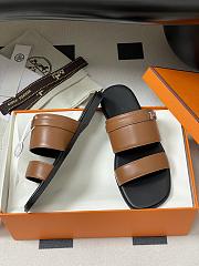 Bagsaaa Hermes Signature H Slides Brown - 3