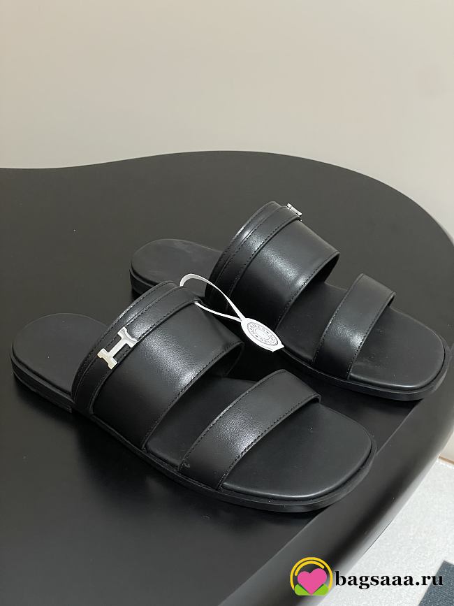 Bagsaaa Hermes Signature H Slides Black - 1