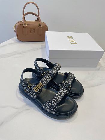 Bagssaa Dioract Sandal Cotton Embroidered with Deep Blue Dior Oblique Motif