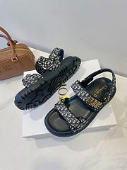 Bagssaa Dioract Sandal Cotton Embroidered with Deep Blue Dior Oblique Motif - 4
