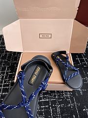 Bagsaaa Miu Miu Riviere cord and leather sandals Blue - 2