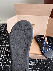 Bagsaaa Miu Miu Riviere cord and leather sandals Blue - 4