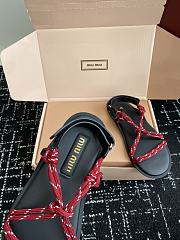 Bagsaaa Miu Miu Riviere cord and leather sandals Red - 3