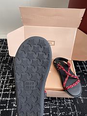 Bagsaaa Miu Miu Riviere cord and leather sandals Red - 2