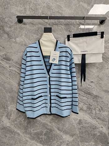 Bagsaaa Chanel Cardigan Light Blue Cashmere P79532