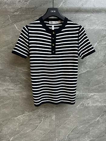 Bagsaaa Dior Black and White Stripe Tee
