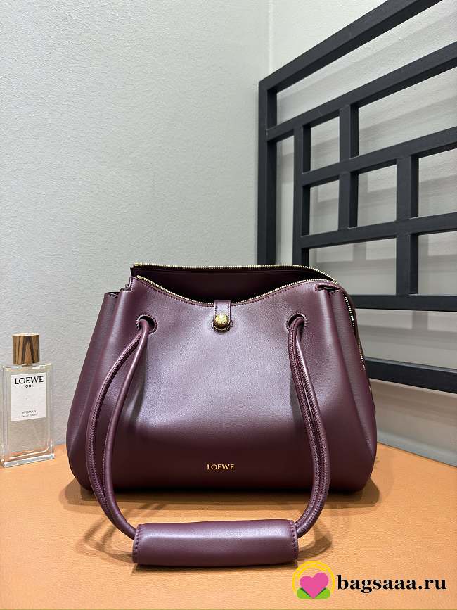 Bagsaaa Loewe Medium Madrid bag in supple calfskin burgundy - 29cm - 1