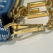 Bagsaaa Fendi Baguette Pouch Blue denim-effect FF jacquard charm pouch with chain - 20cm - 3