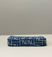 Bagsaaa Fendi Baguette Pouch Blue denim-effect FF jacquard charm pouch with chain - 20cm - 2