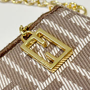 Bagsaaa Fendi Baguette Pouch Brown jacquard FF fabric clutch with chain - 20cm - 2