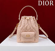 Bagsaaa Small Dior Caro Bucket Bag Powder Pink Macrocannage Lambskin - 24cm - 1