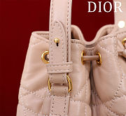 Bagsaaa Small Dior Caro Bucket Bag Powder Pink Macrocannage Lambskin - 24cm - 3