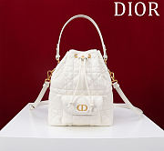 Bagsaaa Small Dior Caro Bucket Bag White Macrocannage Lambskin - 24cm - 1