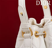 Bagsaaa Dior Caro Nano Bucket Bag White Macrocannage Lambskin - 15cm - 4