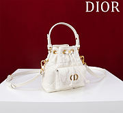 Bagsaaa Dior Caro Nano Bucket Bag White Macrocannage Lambskin - 15cm - 3