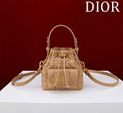 Bagsaaa Dior Caro Nano Bucket Bag Brown Macrocannage Lambskin - 15cm - 1