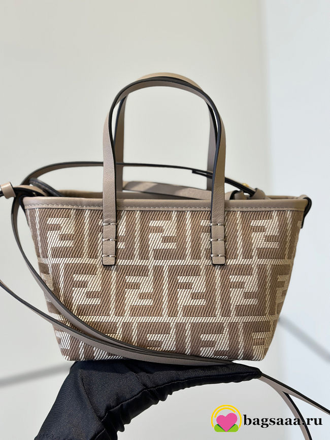 Bagsaaa Fendi Mini Roll Dove grey denim-effect FF jacquard mini-bag - 16cm - 1