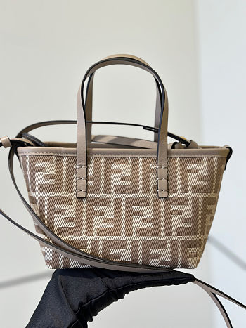 Bagsaaa Fendi Mini Roll Dove grey denim-effect FF jacquard mini-bag - 16cm