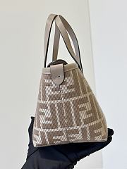 Bagsaaa Fendi Mini Roll Dove grey denim-effect FF jacquard mini-bag - 16cm - 4