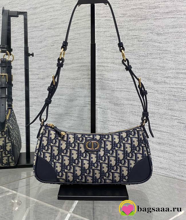 Bagsaaa Dior 30 Montaigne Wanderlust Mini Bag Blue Dior Oblique Jacquard and Smooth Calfskin - 26cm - 1