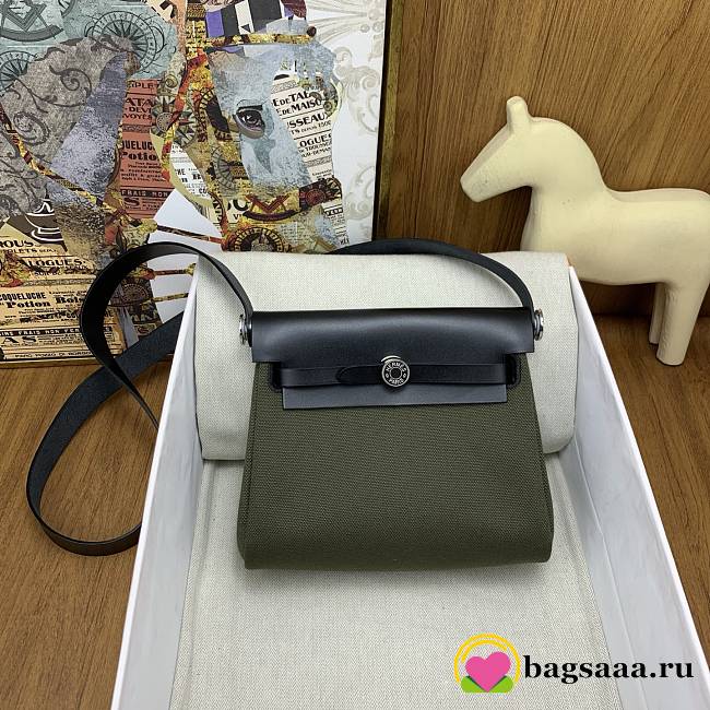 Bagsaa Hermes Mini Herbag Green & Black - 20cm - 1