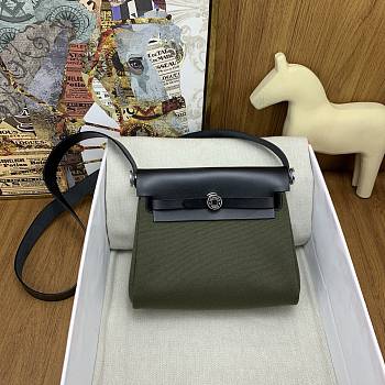 Bagsaa Hermes Mini Herbag Green & Black - 20cm