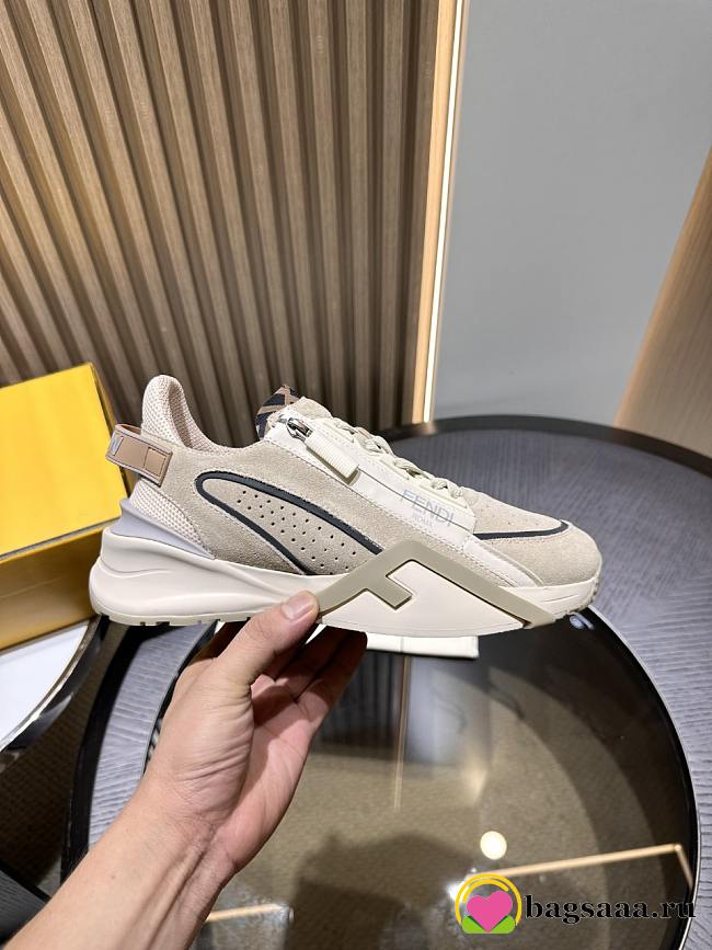 Bagsaaa Fendi Flow Suede Beige Low Top Sneakers - 1