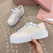 Bagsaaa Miu Miu Denim sneakers with logo Ivory - 1