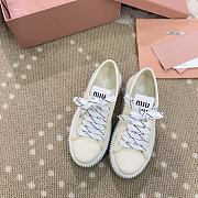 Bagsaaa Miu Miu Denim sneakers with logo Ivory - 4