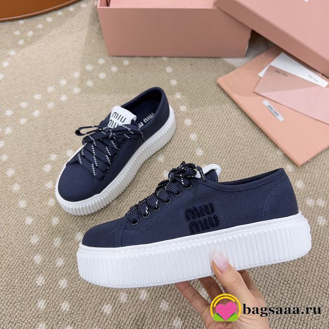 Bagsaaa Miu Miu Denim sneakers with logo Royal Blue - 1