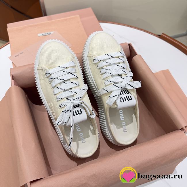 Bagsaaa Miu Miu Denim sneaker mules ivory - 1